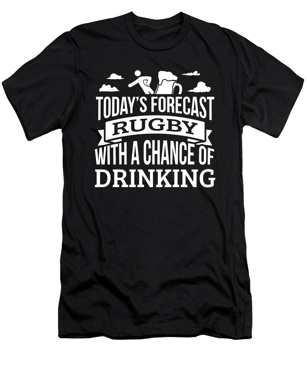 Todays Forecast Rugby with a Chance of Drinking Funny Gift Idea Orange Pieces T-Shirt