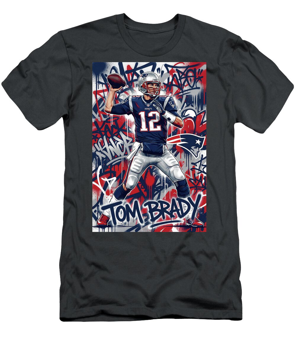 Tom Brady Graffiti Poster Football Player NFL Sampadart Gallery T-Shirt