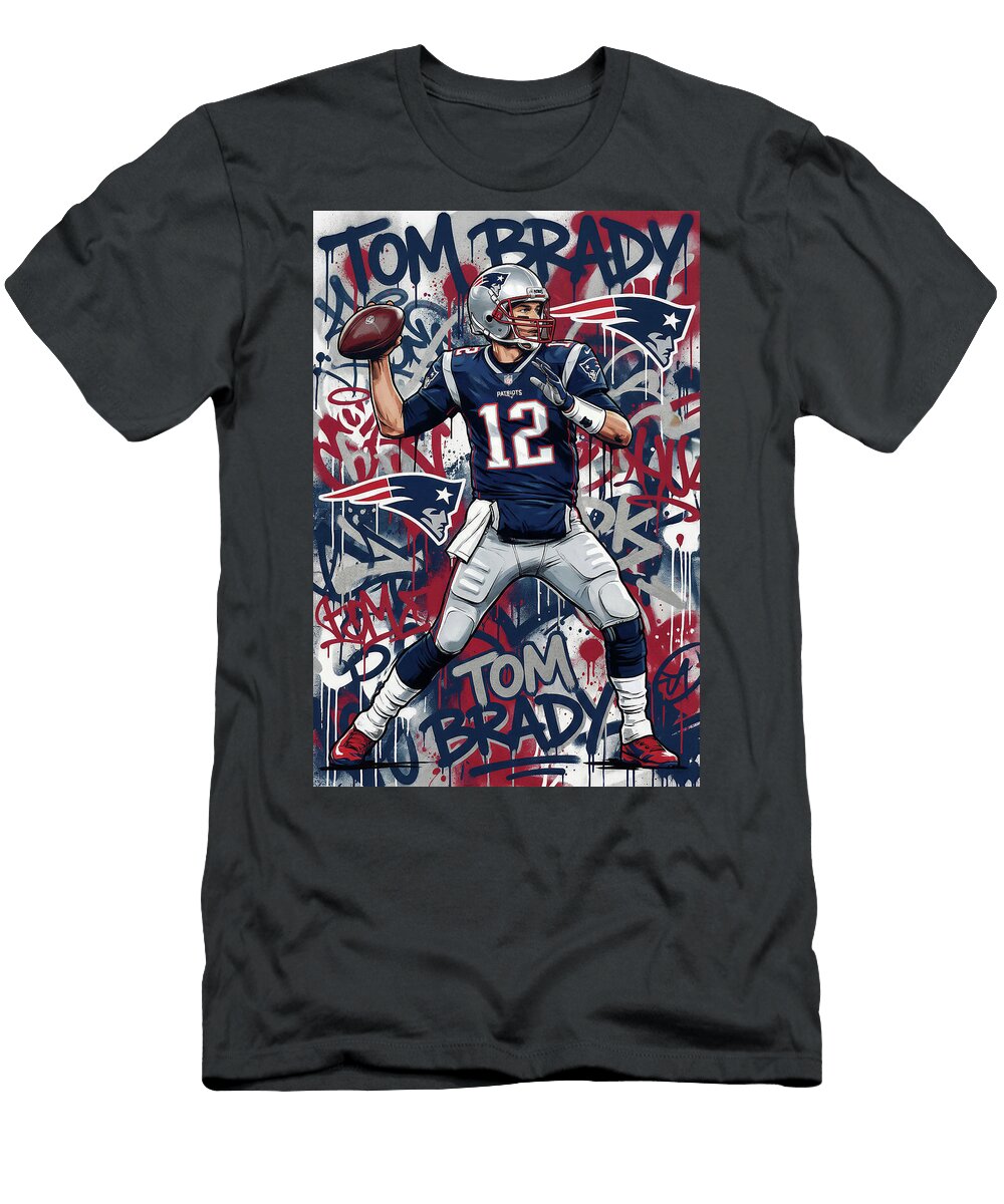 Tom Brady in Action Graffiti Poster Football Player NFL Sampadart Gallery T-Shirt