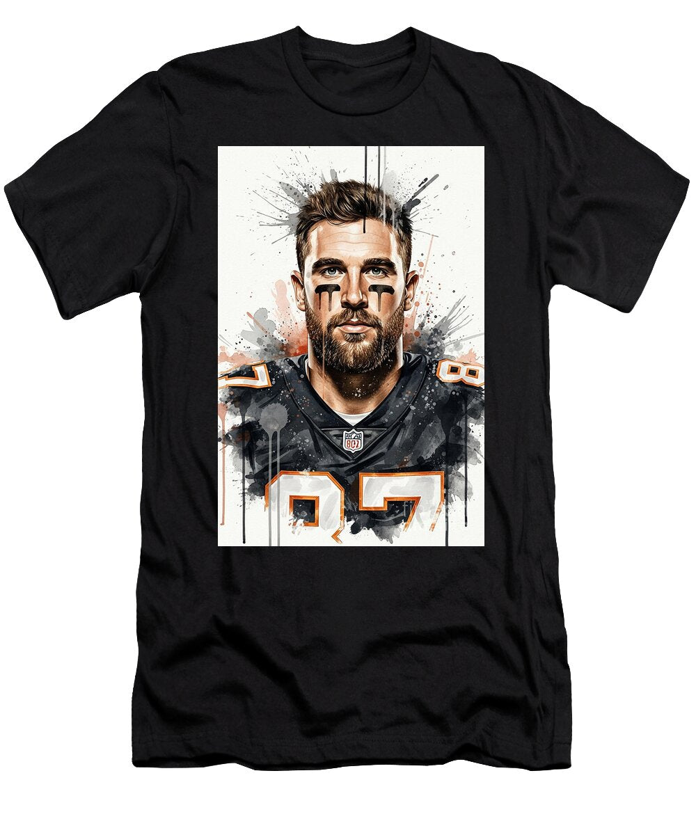 Travis Kelce Dynamic Athlete Portrait Carlos V T-Shirt