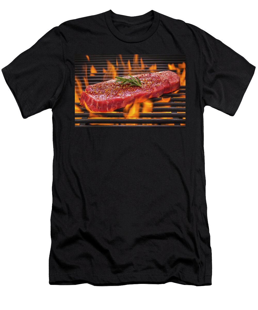 Tri Tip Steak with Rosemary and Spices on a Flaming Barbecue Brian Enright T-Shirt