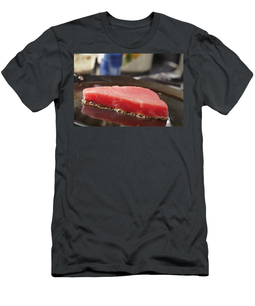 Tuna Steak Searing on a Comal a Latin American Flat Grill Brian Yarvin T-Shirt