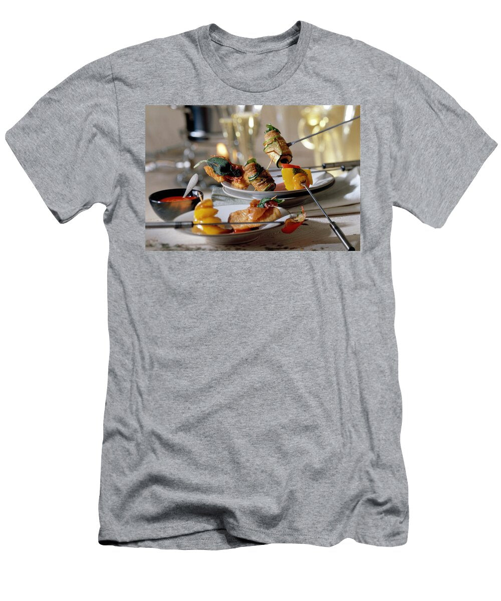 Turkey Escalope with Sage Marinated Pork Rolls on Plate Jalag Heino Banderob T-Shirt