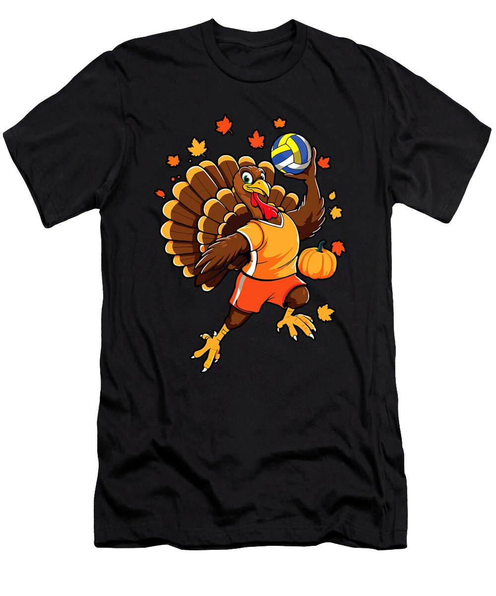 Turkey Playing Volleyball Thanksgiving Player Studi Alex T-Shirt