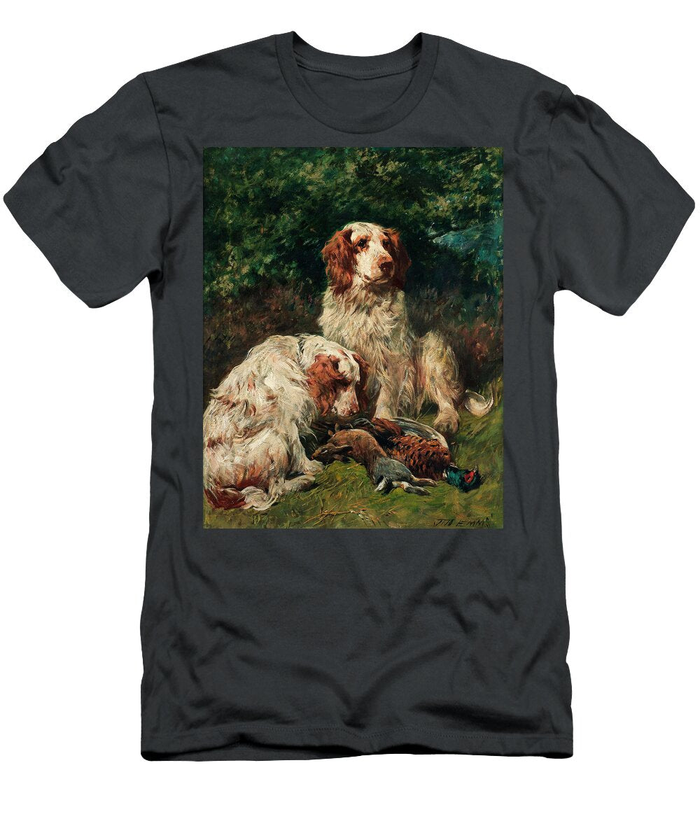 Two Clumber Spaniels with Game in a Landscape John Emms T-Shirt