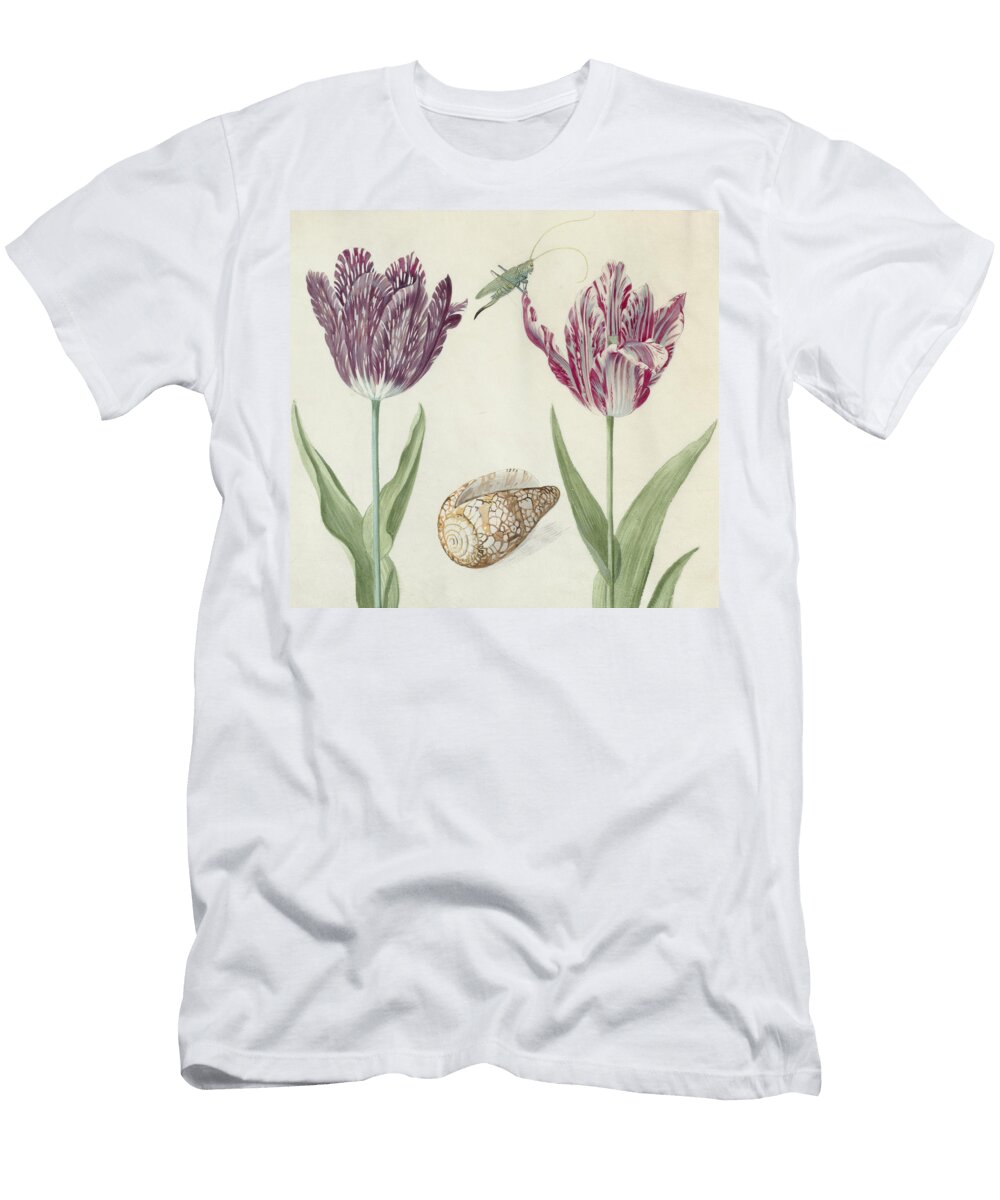 Two Tulips a Shell and a Grasshopper Jacob Marrel T-Shirt