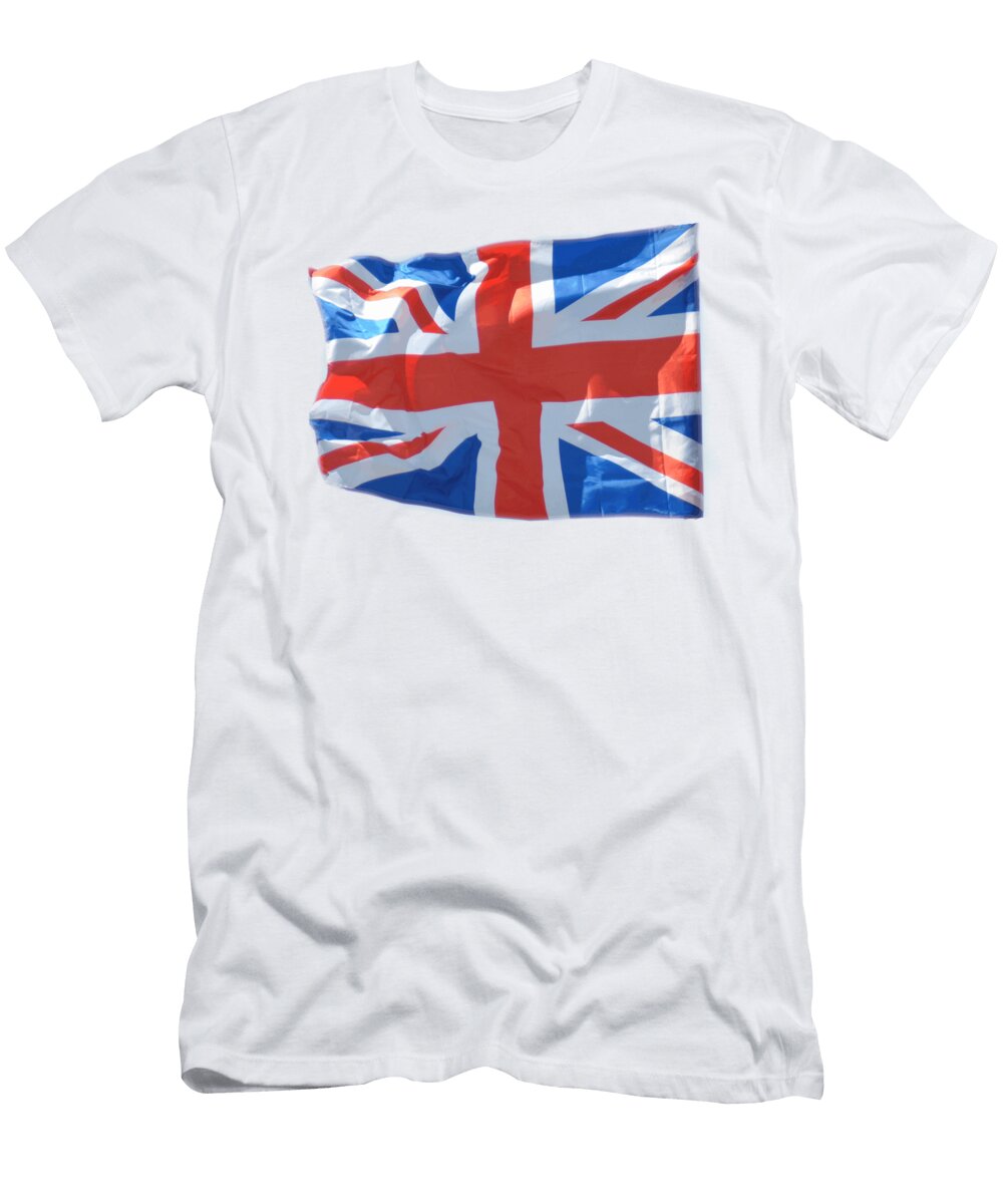 Union Jack Flutter on White Background Tom Hill T-Shirt