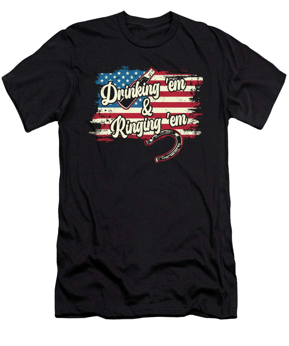 USA Flag Funny Horseshoe Pitching Me T-Shirt