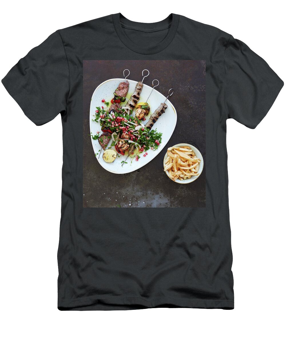 Various Grilled Meat Kebabs with French Fries Lebanon Robbert Koene T-Shirt