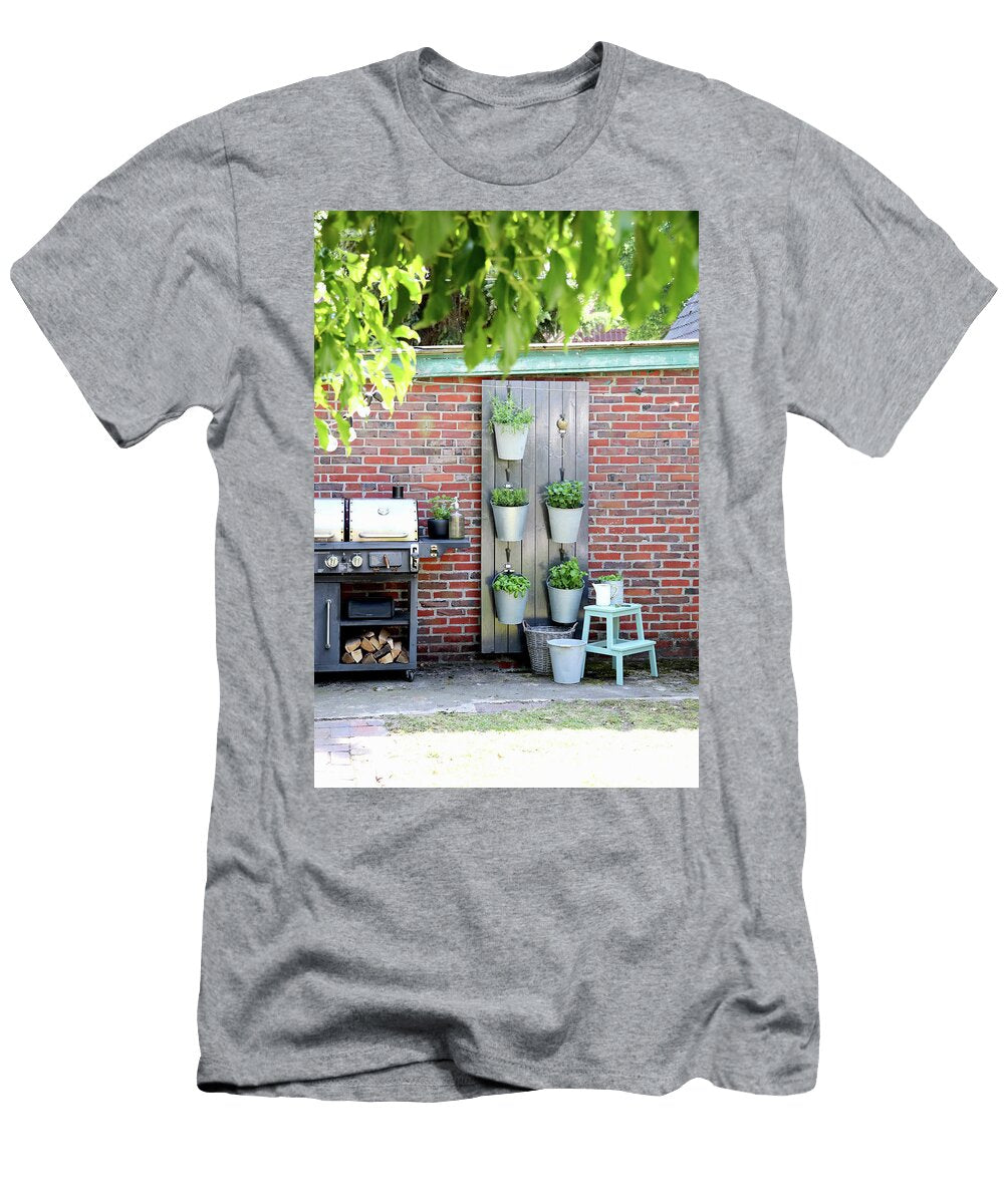 Vertical Gardening Potted Herbs Hung From Board Britta Bloggt T-Shirt