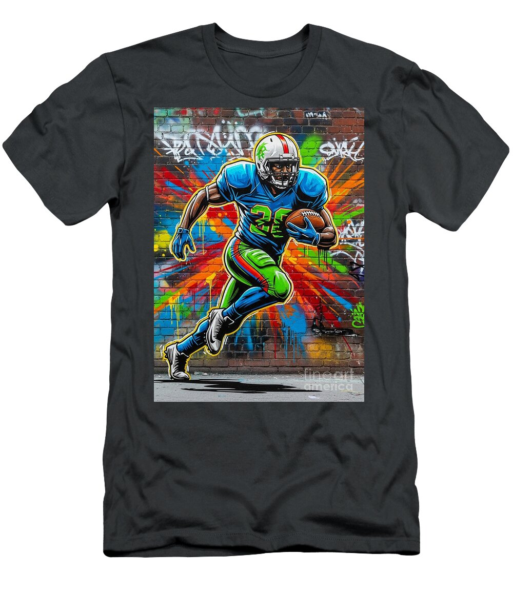 Vibrant Football Graffiti Action Carlos V T-Shirt