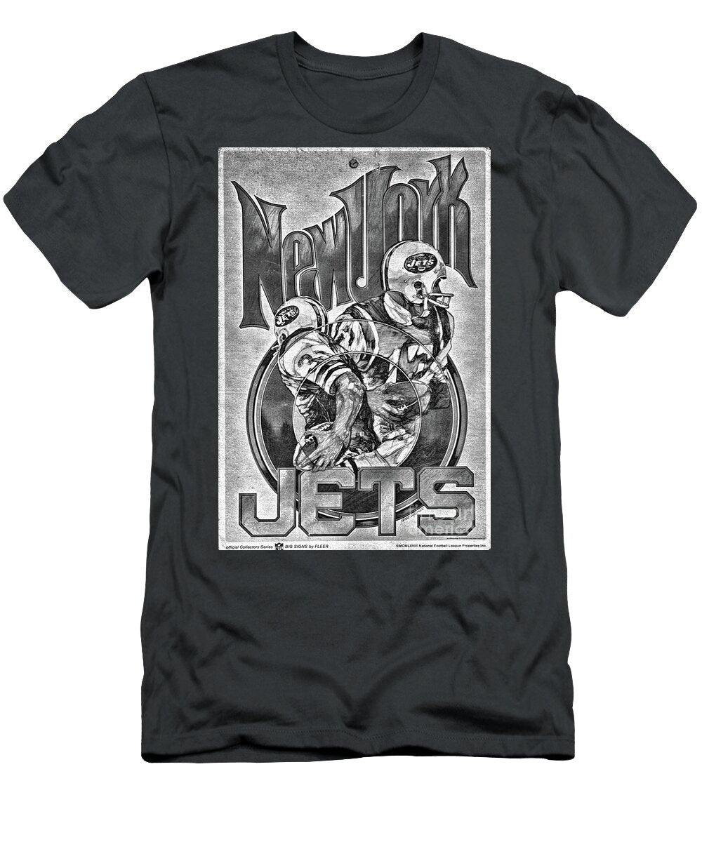 Vintage 1968 Ny Jets Poster Black and White Paul Ward T-Shirt