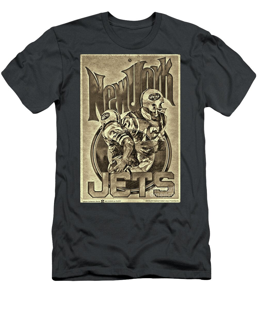 Vintage 1968 Ny Jets Poster Sepia Paul Ward T-Shirt