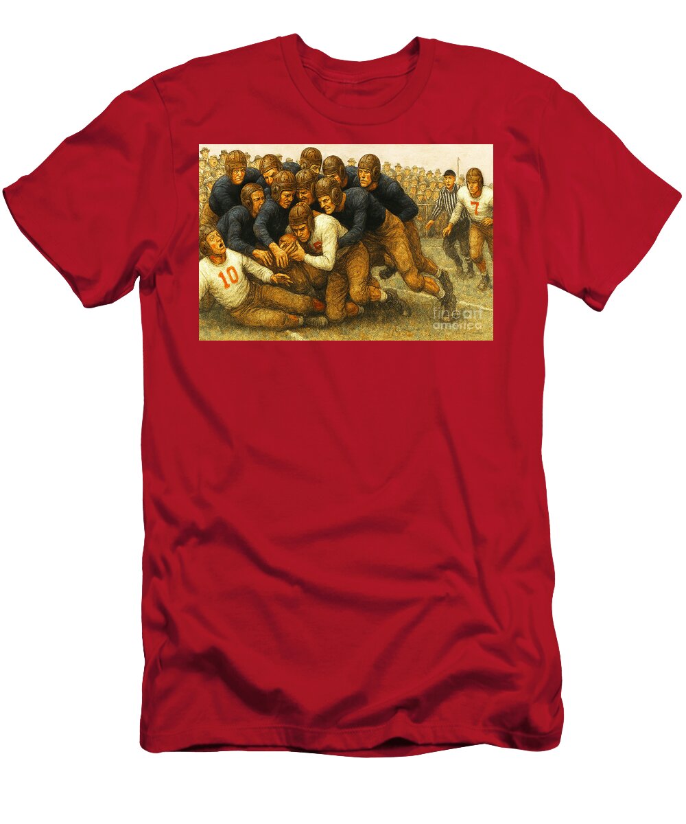 Vintage American Football in the Red Zone 20251002zm Wingsdomain Art and Photography T-Shirt
