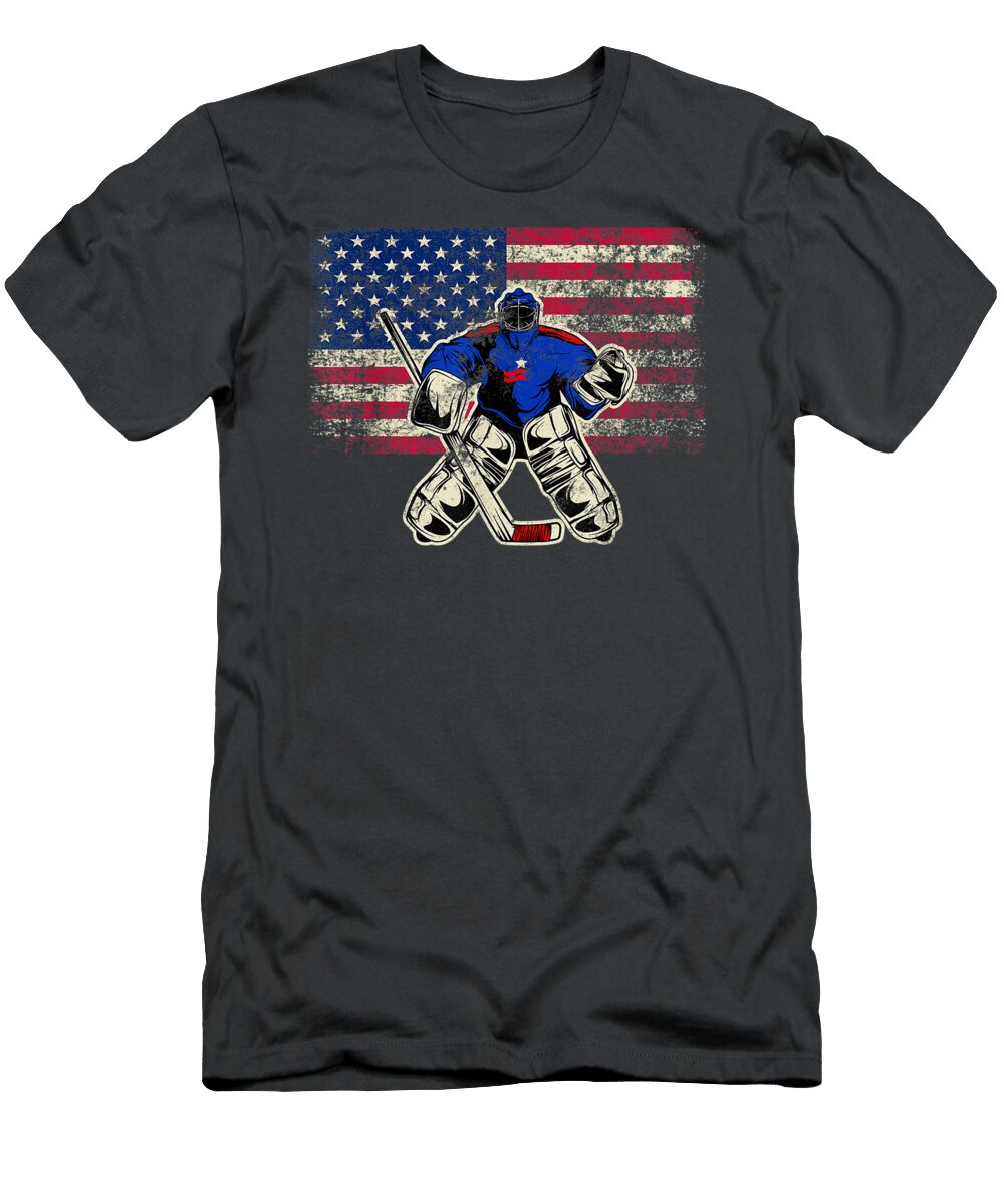 Vintage Ice Hockey Goalie USA Flag for Goalie Murtza Lemar T-Shirt