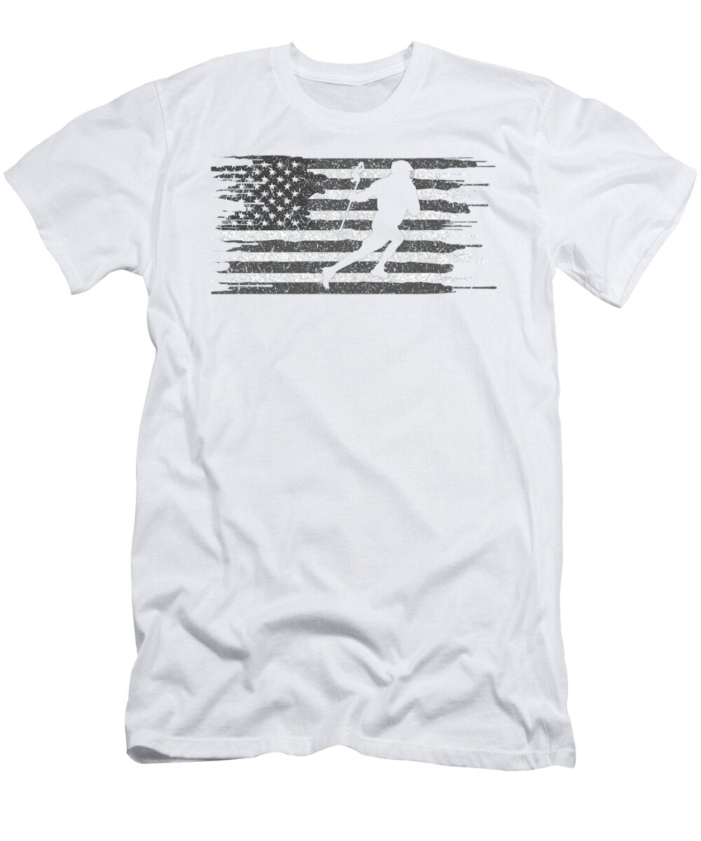 Vintage Lacrosse Player on American Flag Lacrosse Lover Kanig Designs T-Shirt
