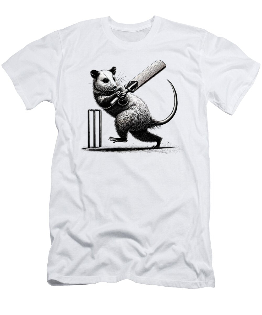 Vintage Possum Playing Cricket Opossum Lover Cricket Player Job T-Shirt