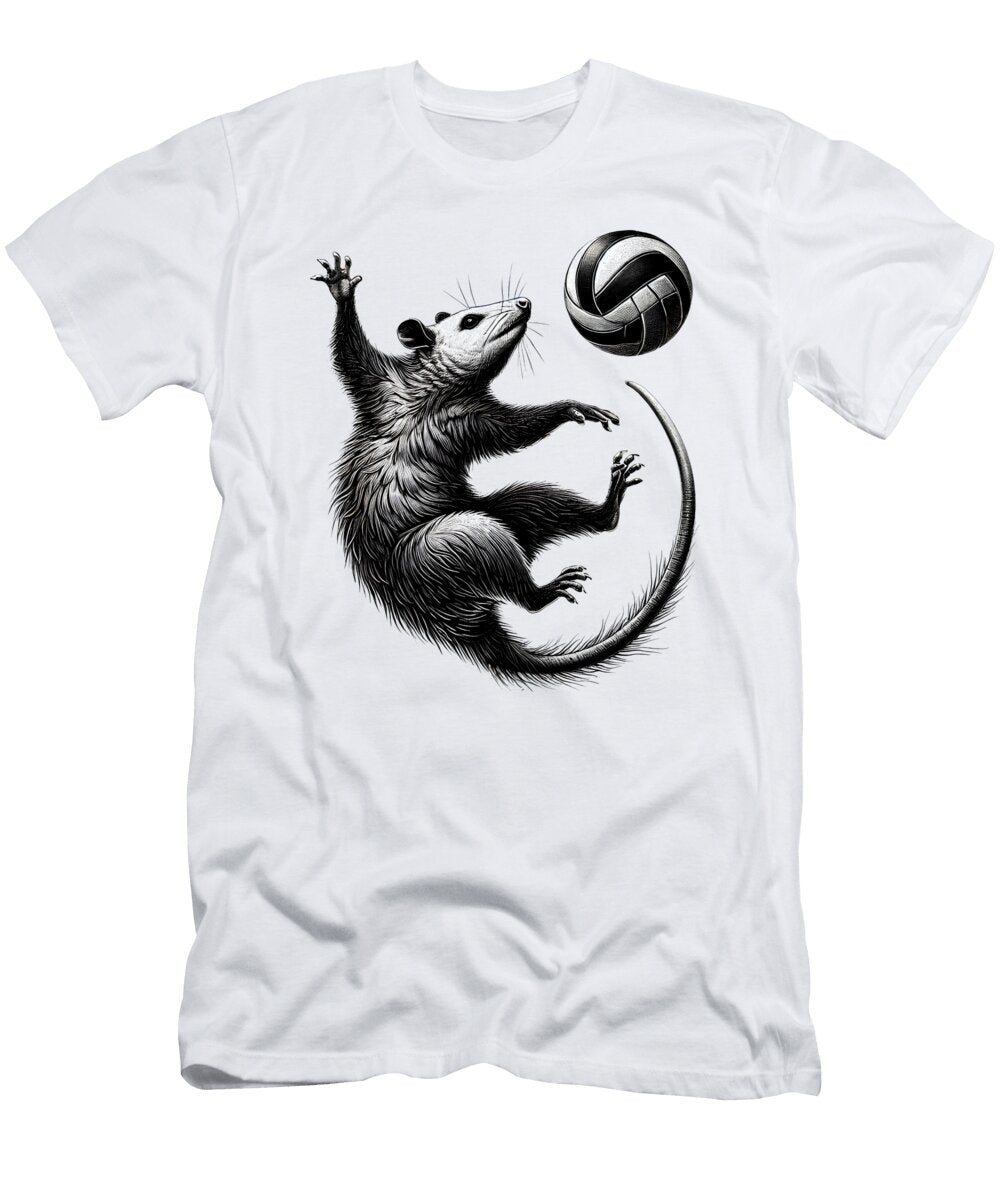 Vintage Possum Playing Volleyball Opossum Lover Volleyball Player Job T-Shirt