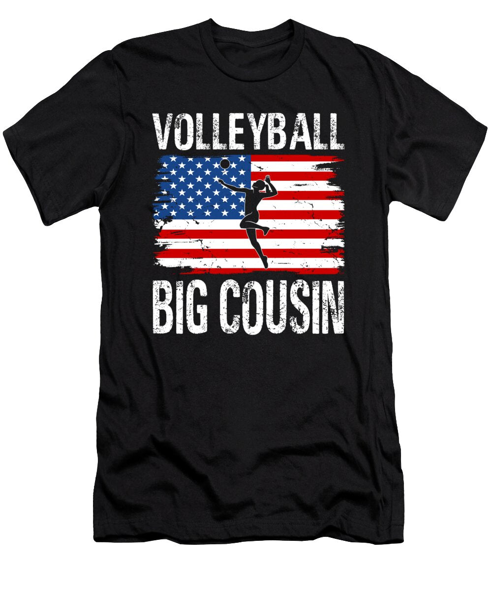 Volleyball Big Cousin American Flag Dhbubble T-Shirt