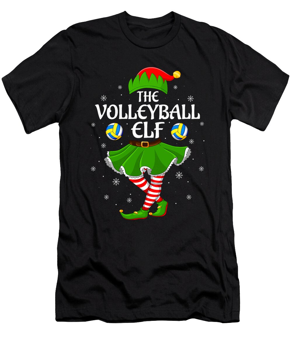 Volleyball Elf Christmas Family Girls Women Elf Natalie Lidford T-Shirt