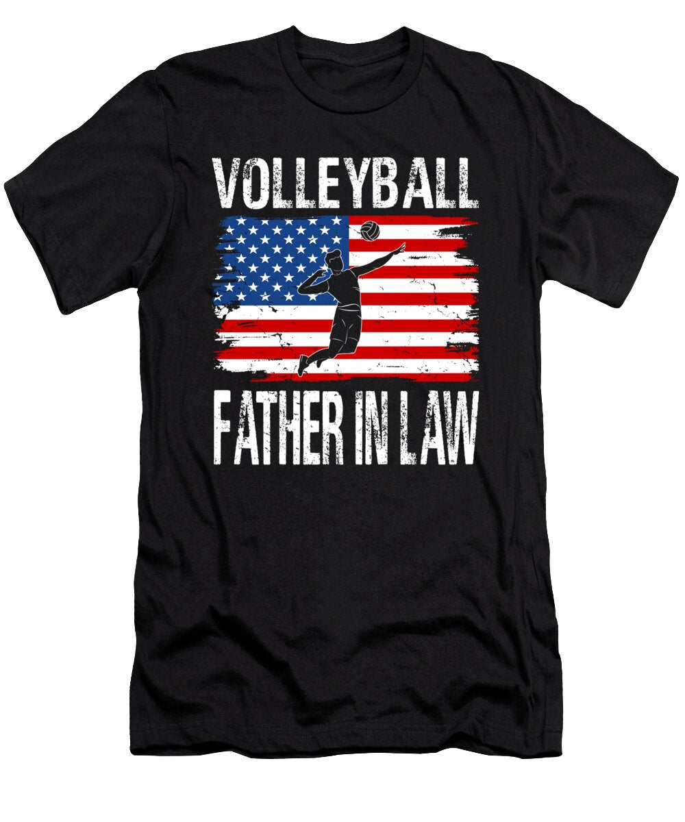 Volleyball Father in Law American Flag Dhbubble T-Shirt