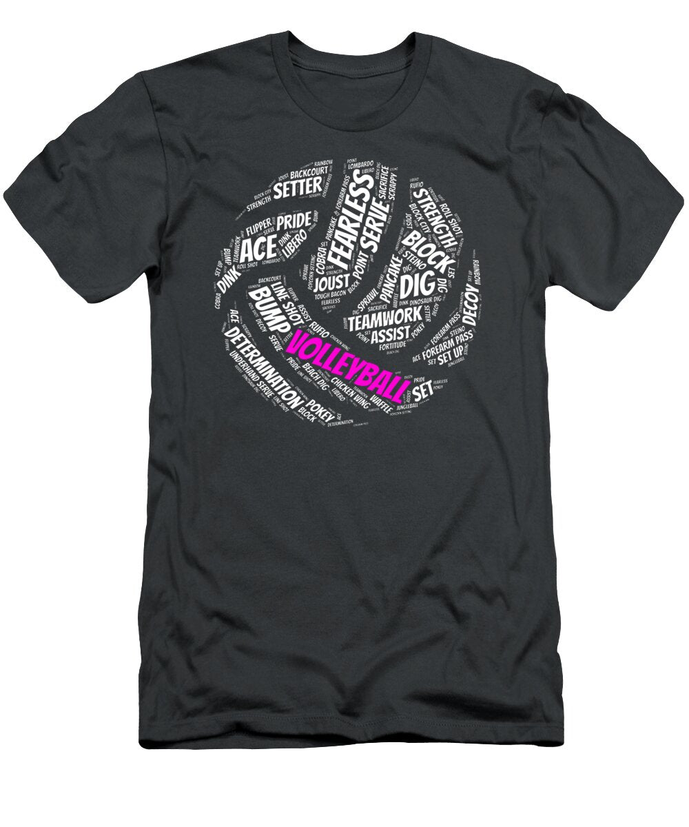 Volleyball for Girls and Women Pink Volleyball Words Egan Alhora T-Shirt
