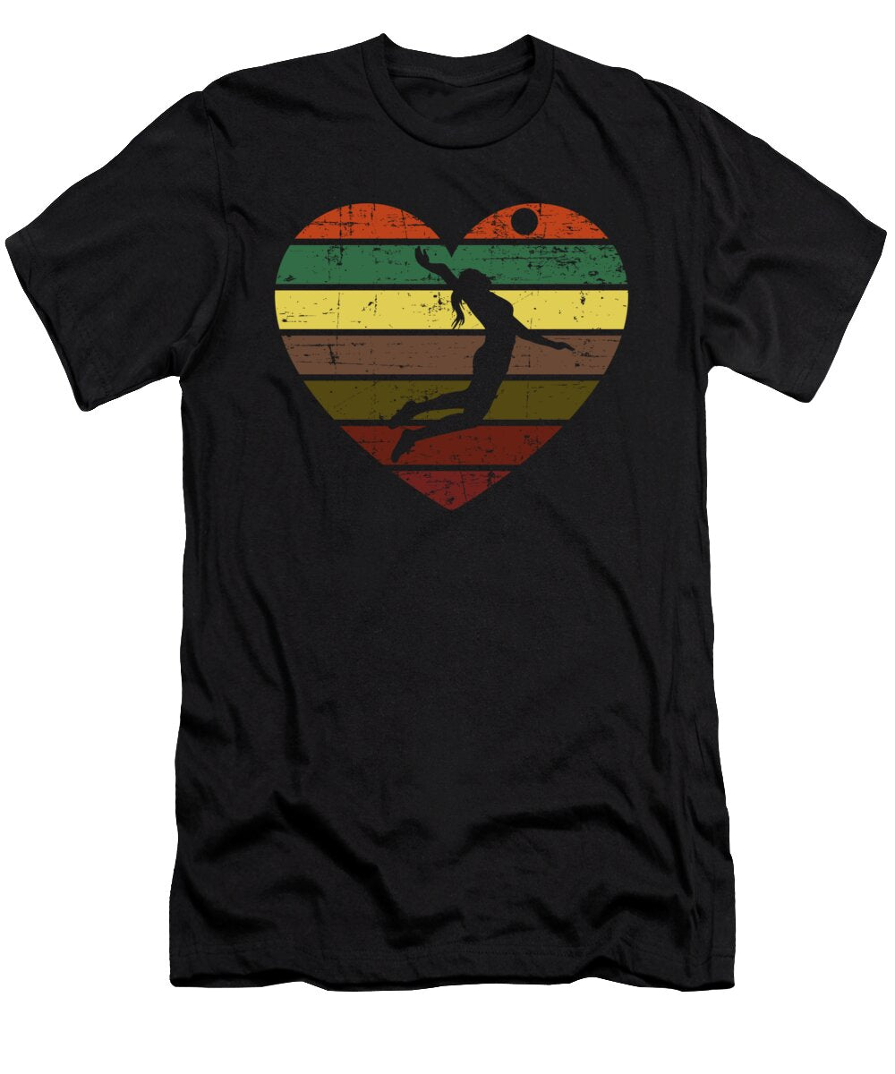 Volleyball Gifts for Teen Girls Retro Vintage Heart Eboni Dabila T-Shirt