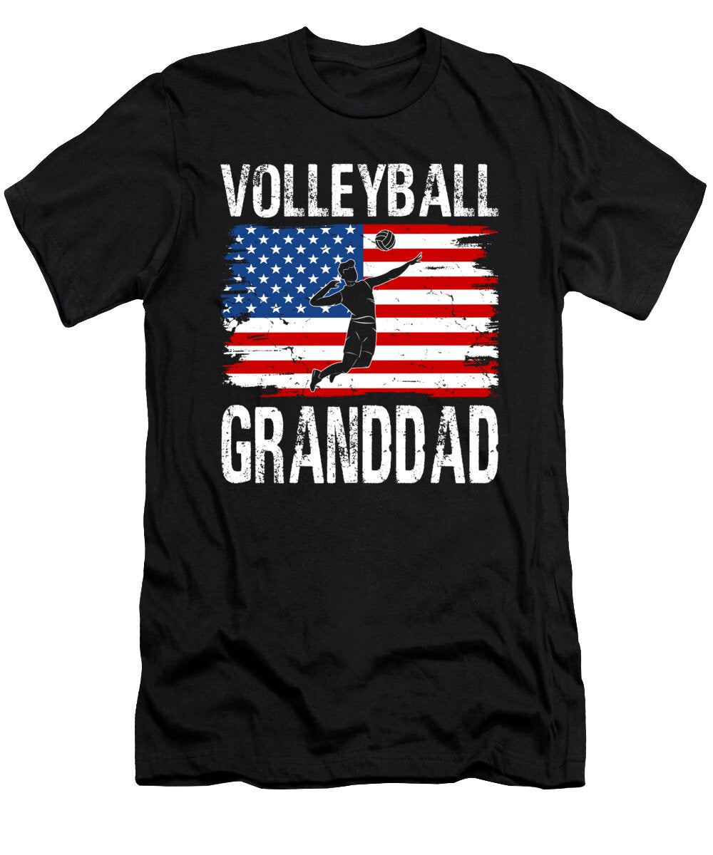 Volleyball Granddad American Flag Dhbubble T-Shirt