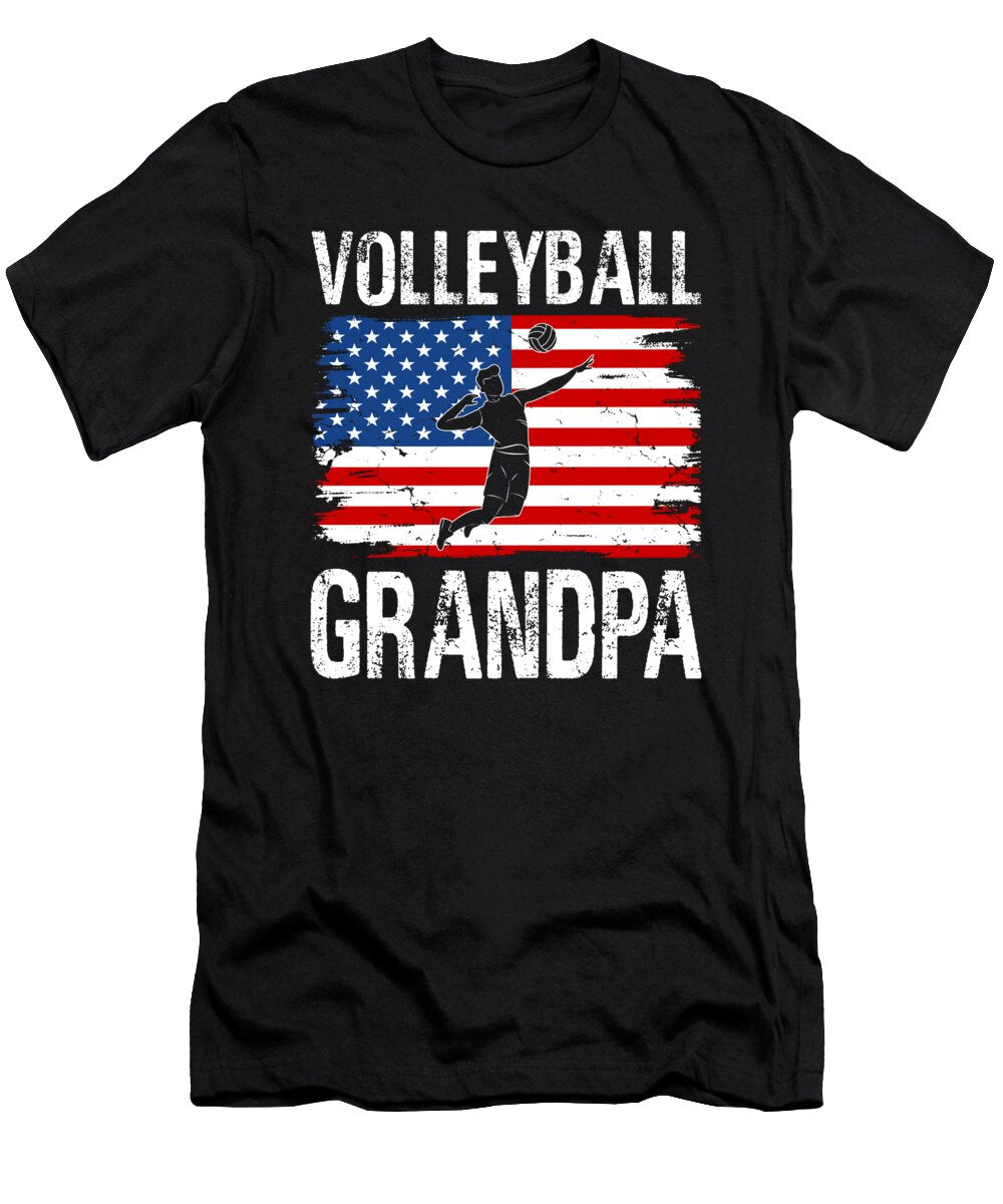 Volleyball Grandpa American Flag Dhbubble T-Shirt