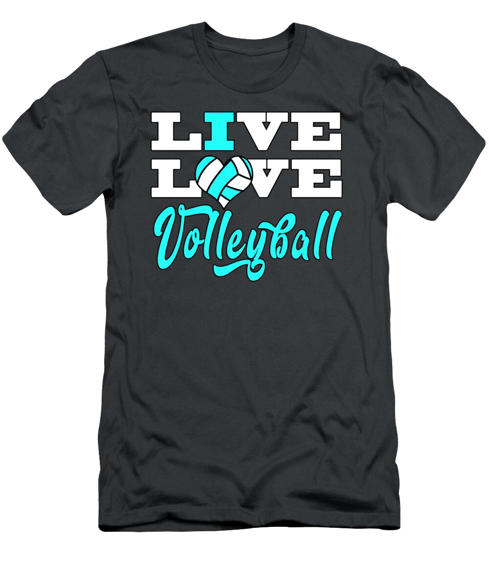 Volleyball Live Love Blue for Girls Teens Egan Alhora T-Shirt