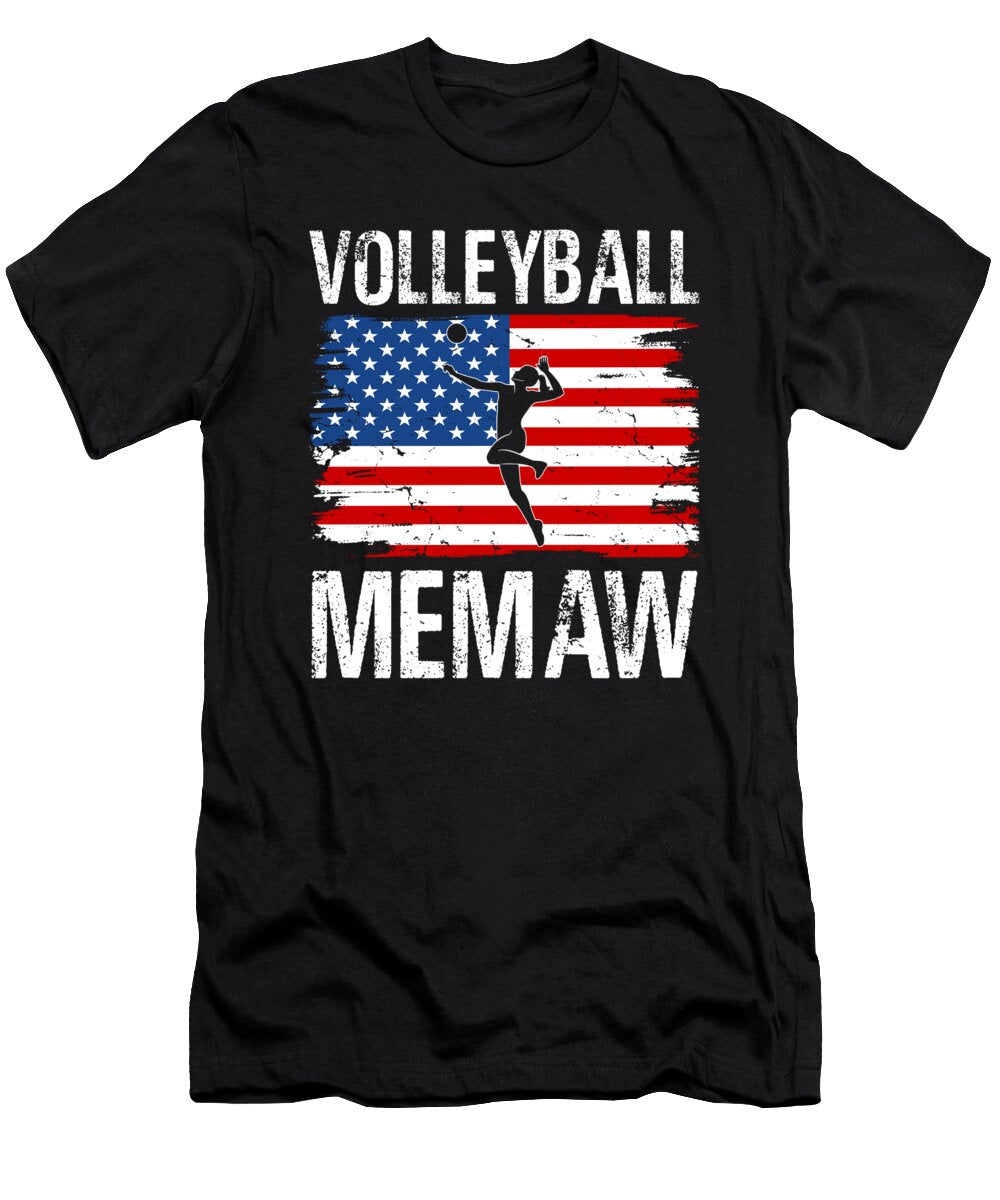 Volleyball Memaw American Flag Dhbubble T-Shirt