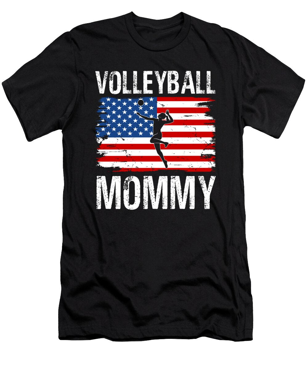 Volleyball Mommy American Flag Dhbubble T-Shirt