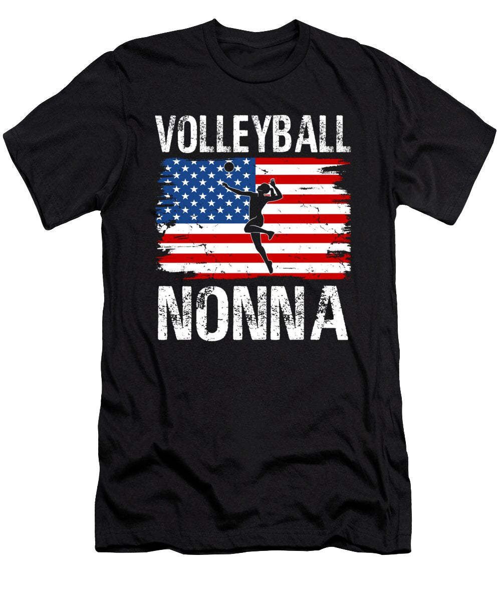 Volleyball Nonna American Flag Dhbubble T-Shirt