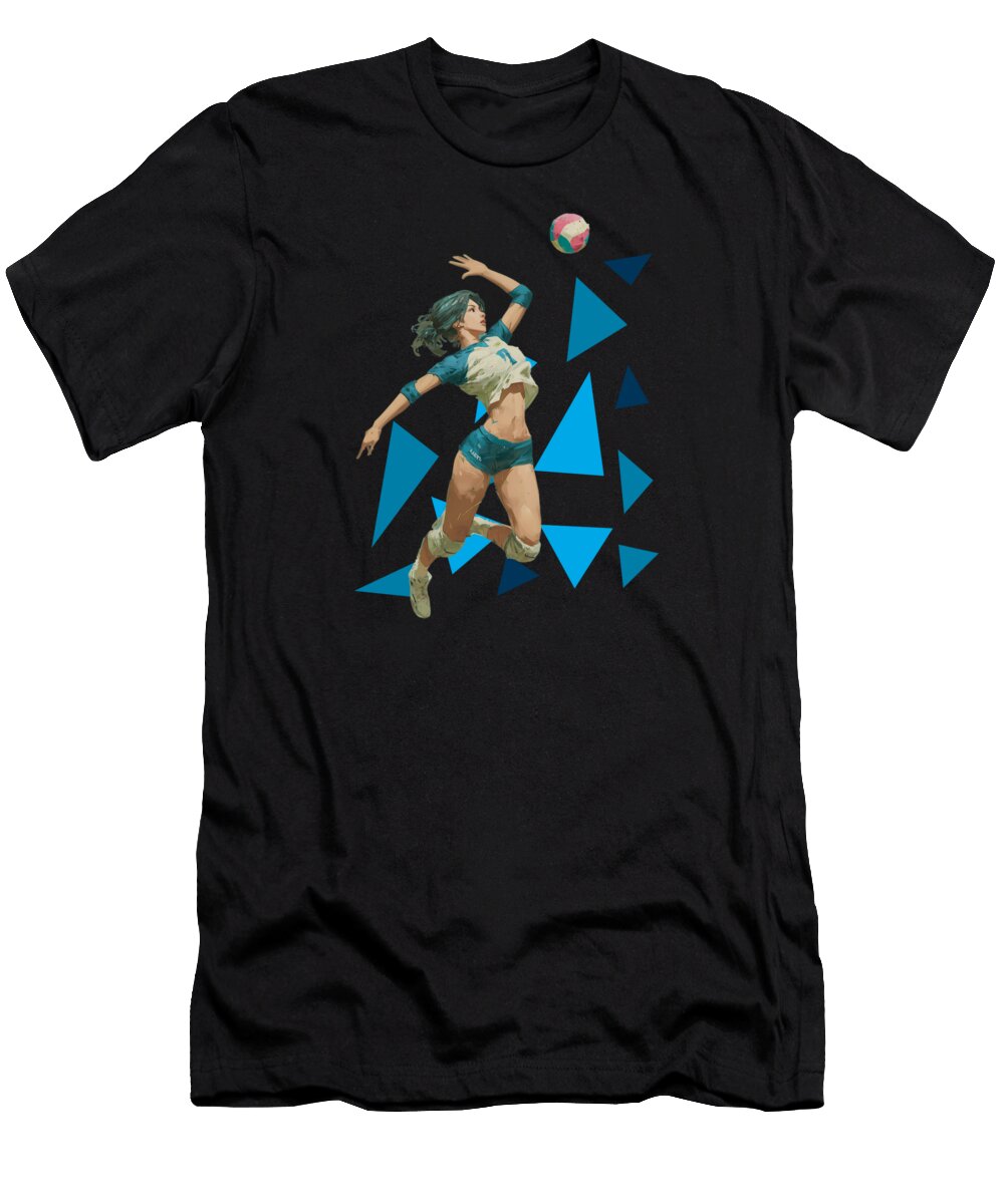 Volleyball Opposite Hitter Mid Air Spike Artwork Dream Stuff T-Shirt