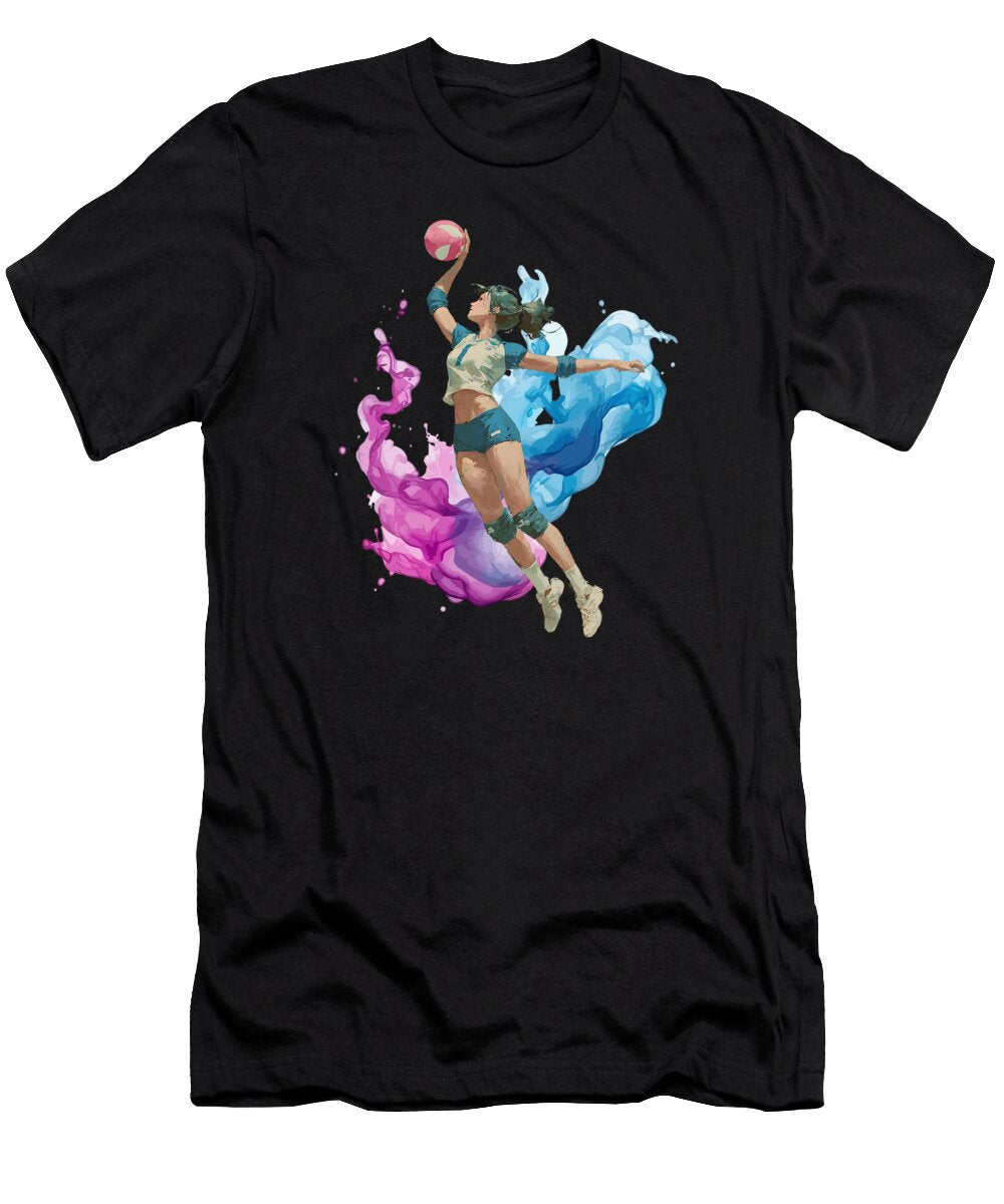 Volleyball Outside Hitter Dynamic Spiker on Geometric Background Dream Stuff T-Shirt