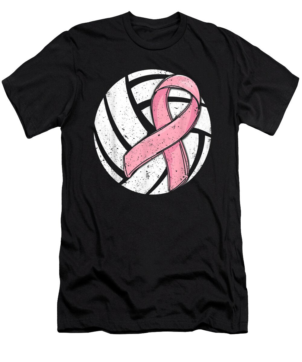 Volleyball Pink Ribbon Breast Cancer Awareness Sport Lover Th T-Shirt