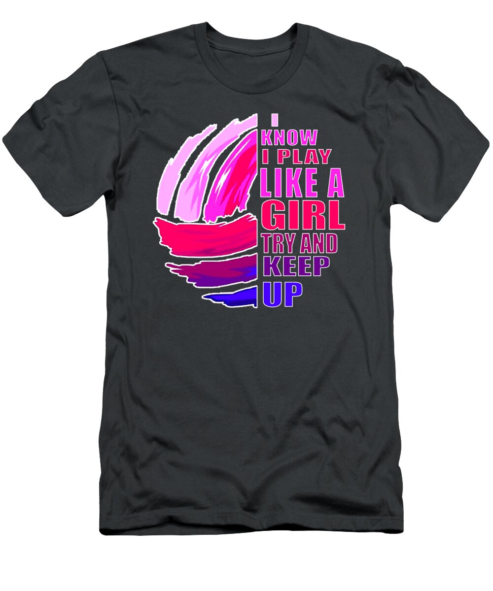 Volleyball Play Like a Girl Pink Purple Great for Teens Egan Alhora T-Shirt