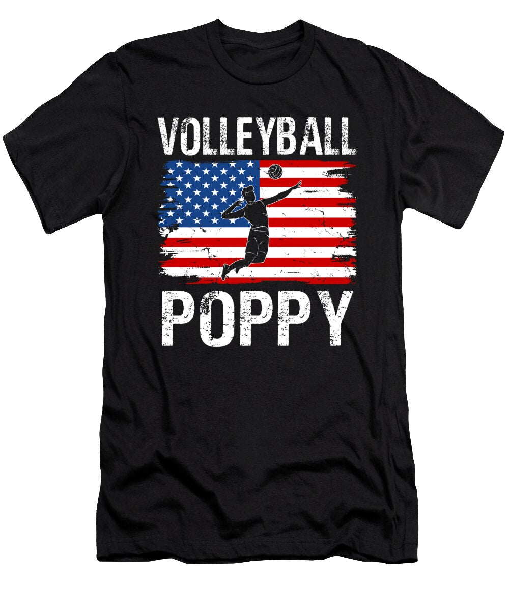 Volleyball Poppy American Flag Dhbubble T-Shirt