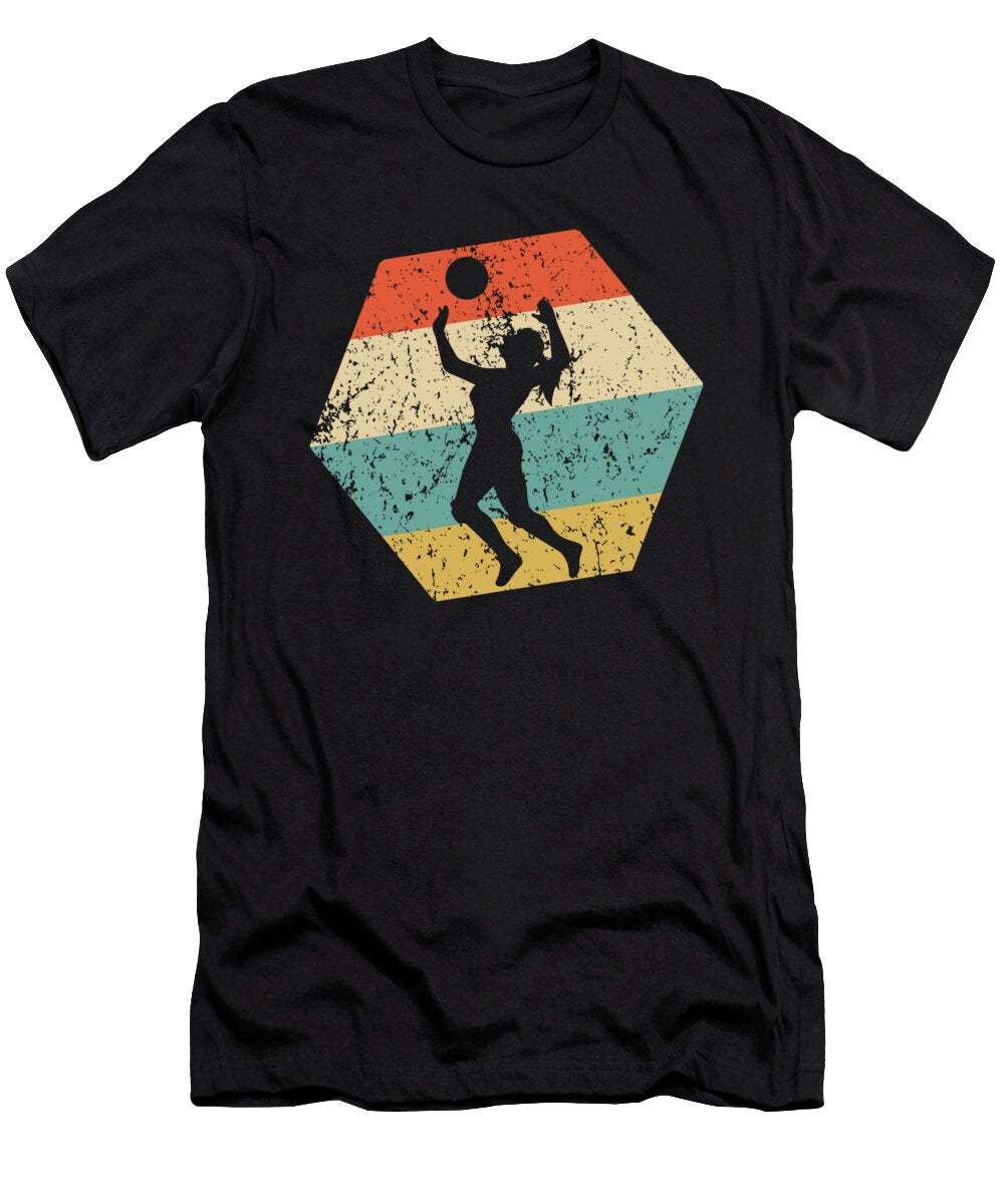 Volleyball Retro Distressed Hexagon Serve Kevin Garbes T-Shirt
