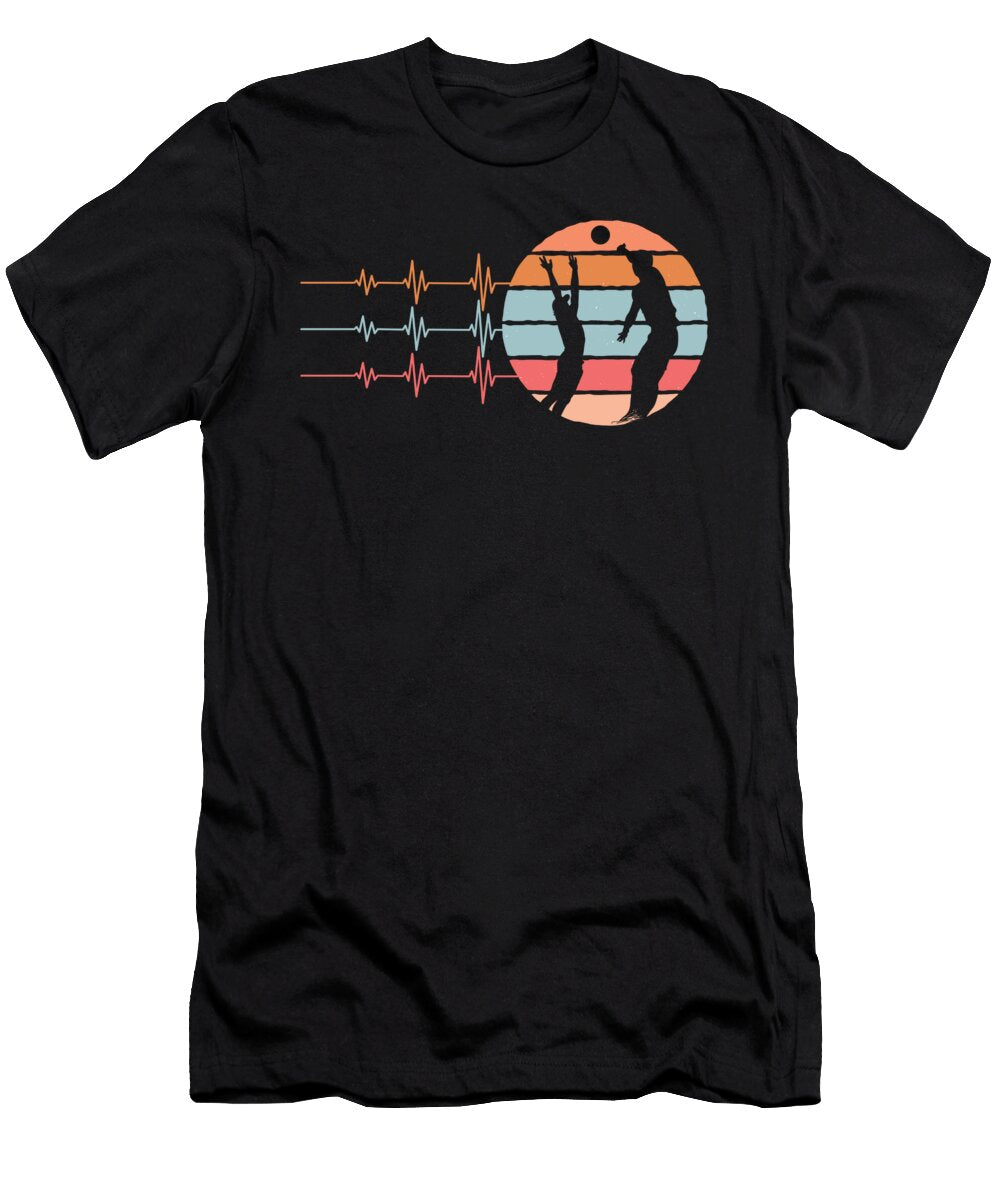 Volleyball Retro Heartbeat Me T-Shirt