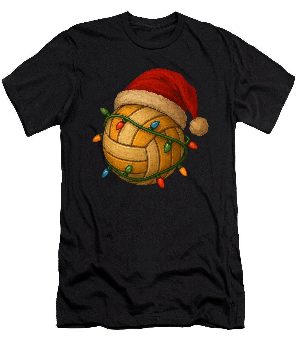 Volleyball Santa Christmas Lights Xmas Girls Men Natalie Lidford T-Shirt
