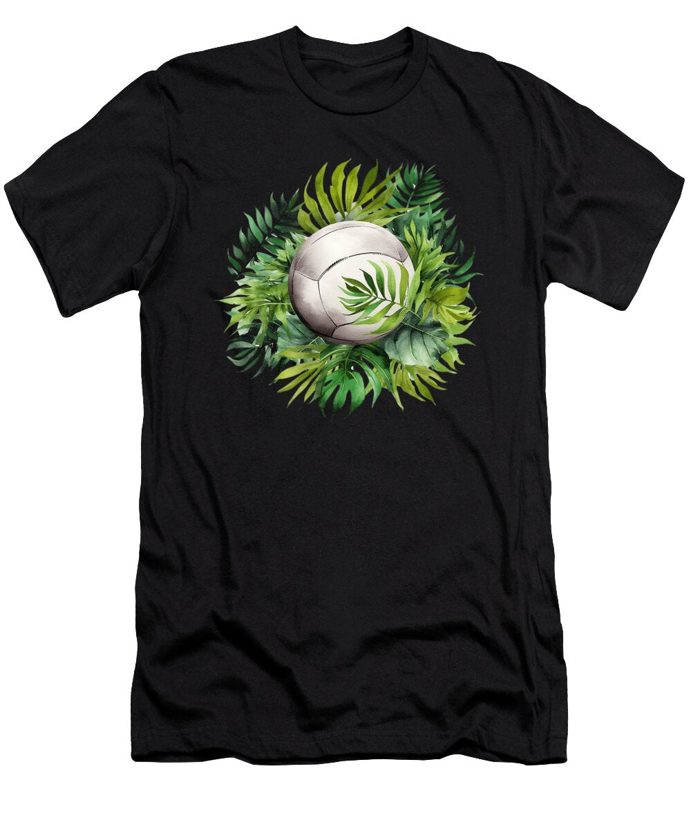 Volleyball Serve in Tropical Jungle Leaves Heidi Joyce T-Shirt