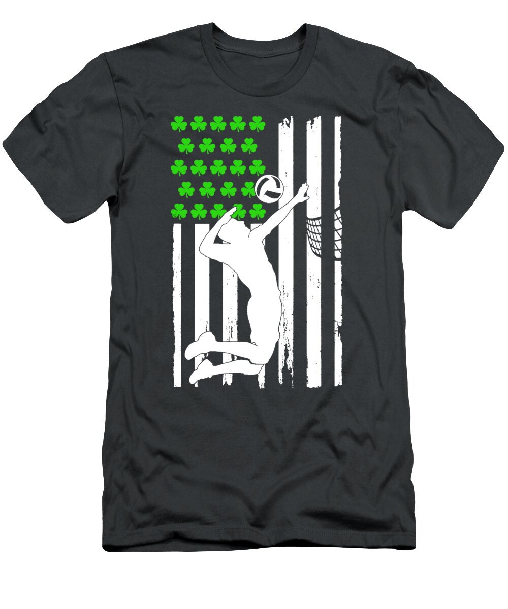 Volleyball Shamrock American Ireland Flag St Patricks Day Julie Hurst T-Shirt