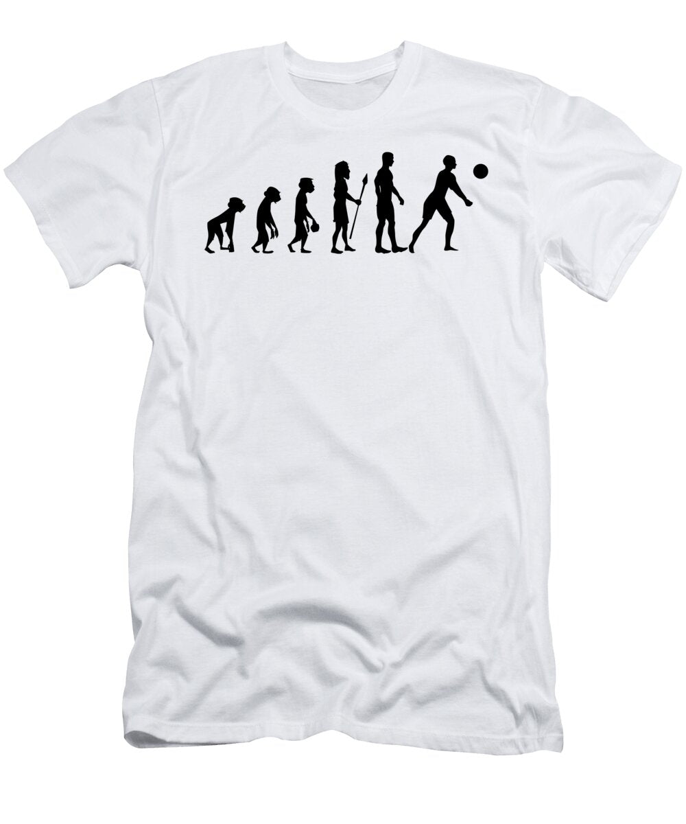 Volleyball Funny Retro Evolution of Humans Novelty Graphic Sports Gifts for Him Orange Pieces T-Shirt