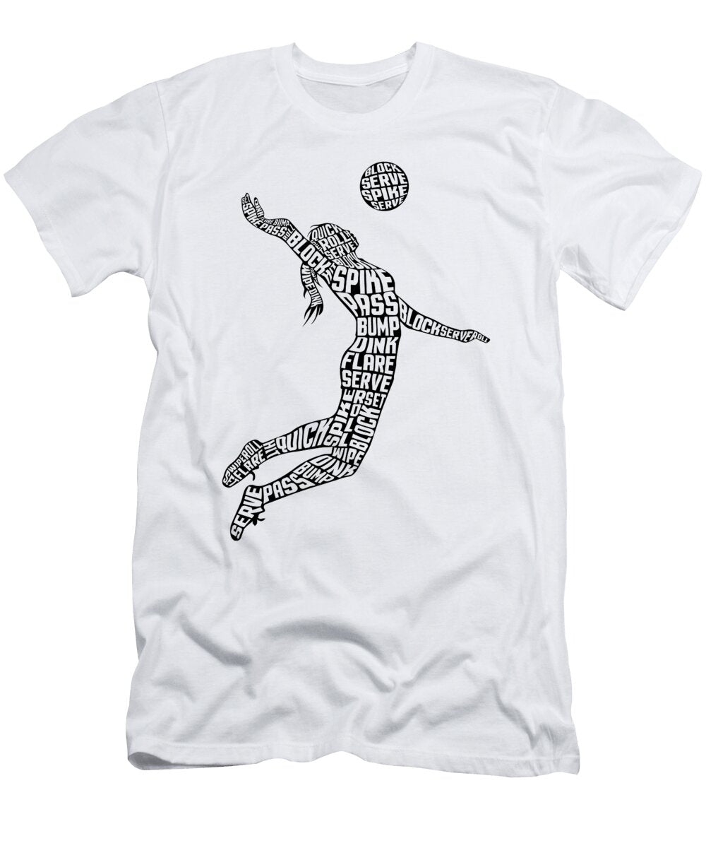 Volleyball Silhouette Typographic Woman Player Lance Gambis T-Shirt