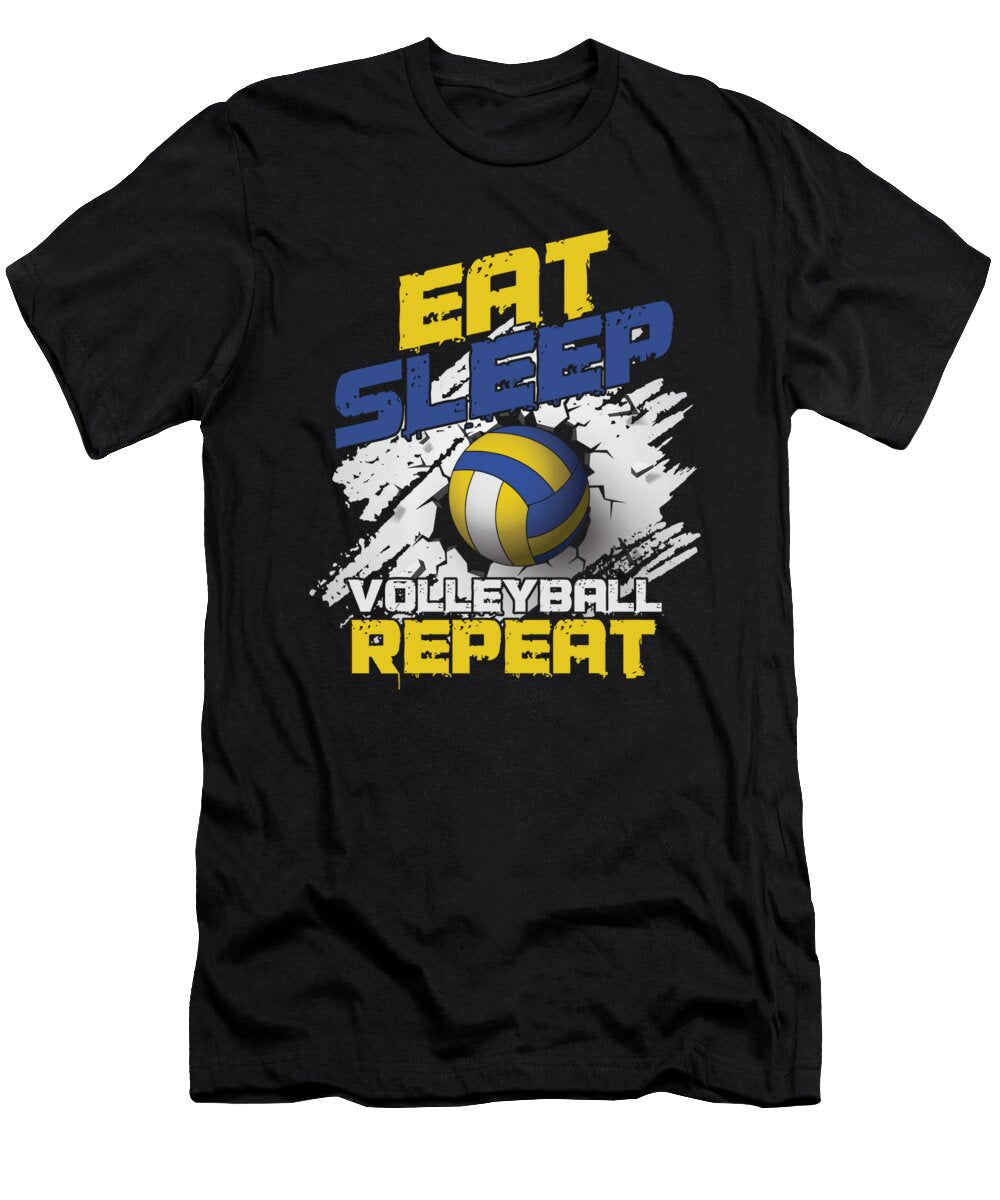 Volleyball Team Ball Game Spiking Action Sports Eat Sleep Volleyball Repeat Gift Thomas Larch T-Shirt