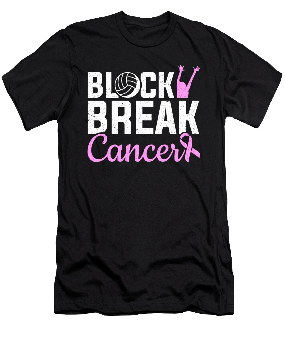 Volleyball Team Block Break Cancer Volleyball Colorfulsnow T-Shirt
