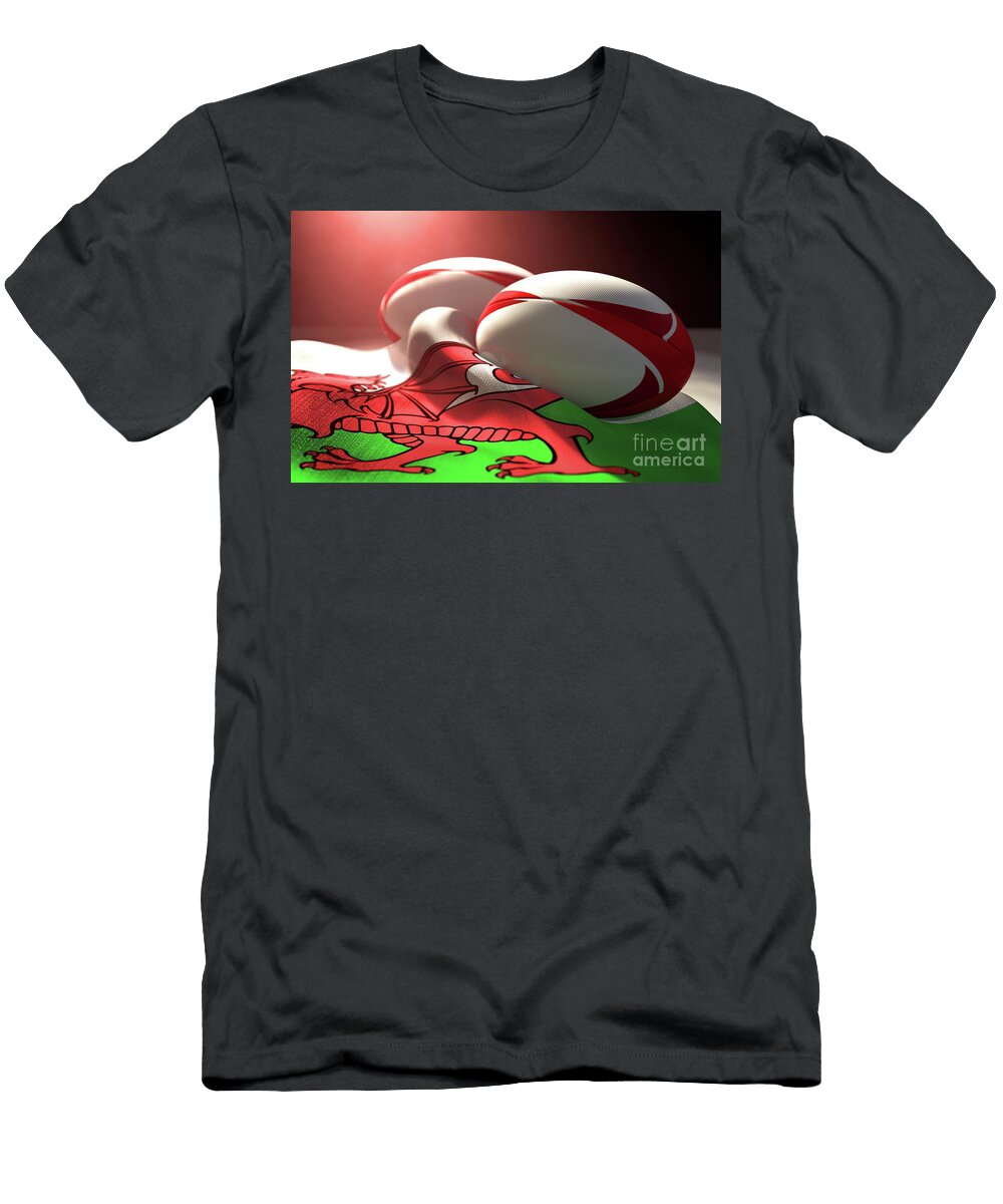 Wales Flag and Rugby Ball Pair Allan Swart T-Shirt