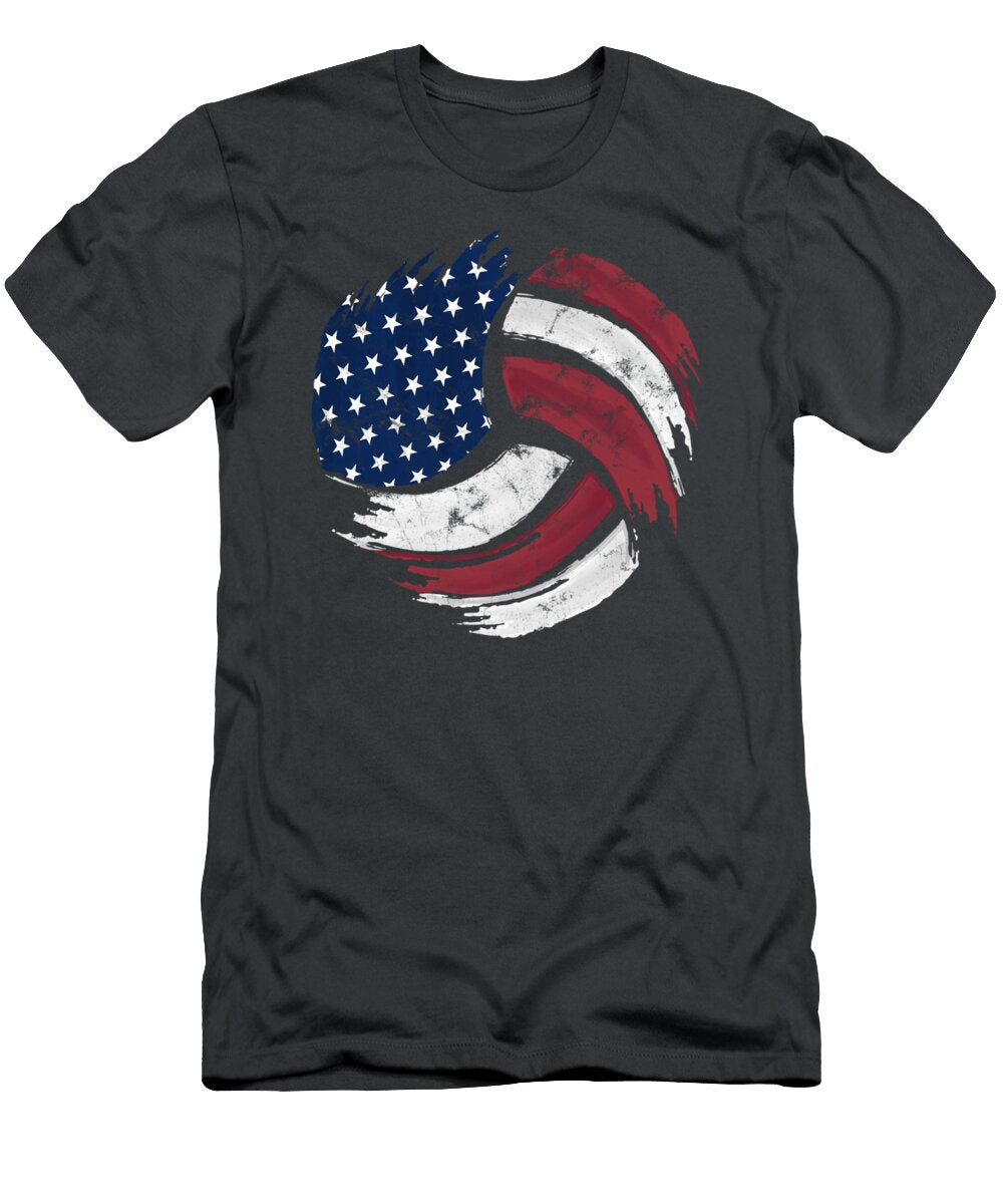 Wash and Worn Fx USA Volleyball Flag Ball Red White and Blue Reis Debora T-Shirt