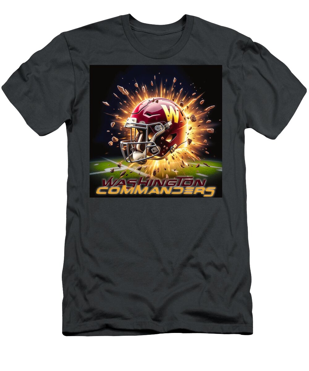 Washington Commanders Explosive Helmet Kevin Walker and Pixel Reverie T-Shirt